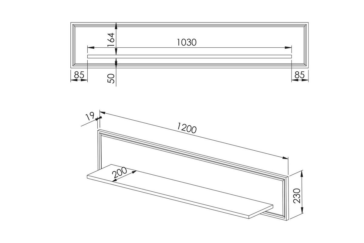 WANDREGAL ISORIA 120 cm, Glas Weiß - Weiß, Holz/Metall (120/23/22cm) - KONSIMO®