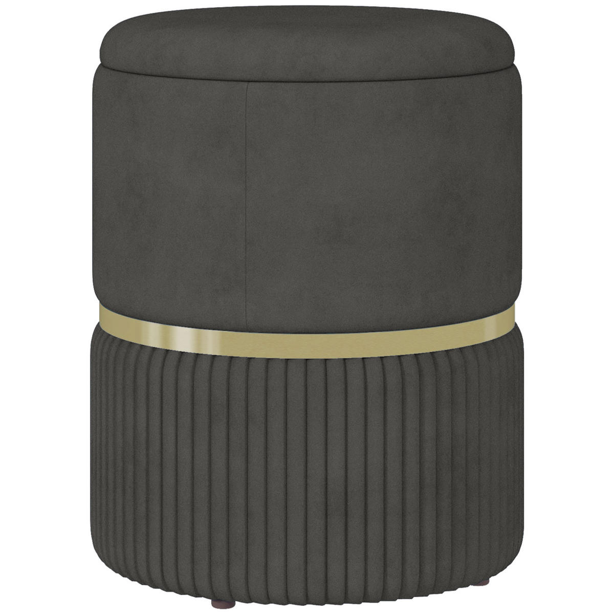POUF DE-16379 mit Stauraum und Rippenvelours Grau - Grau, Textil (36/44/36cm) - ComfortXL