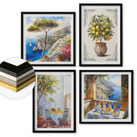 WANDBILDER 4er-Set - 50x50 cm & 40x60 cm Schwarzer Rahmen - Tisch aus Zitronenbaum - Schwarz, Kunststoff (50/50cm) - ArtPrintCave
