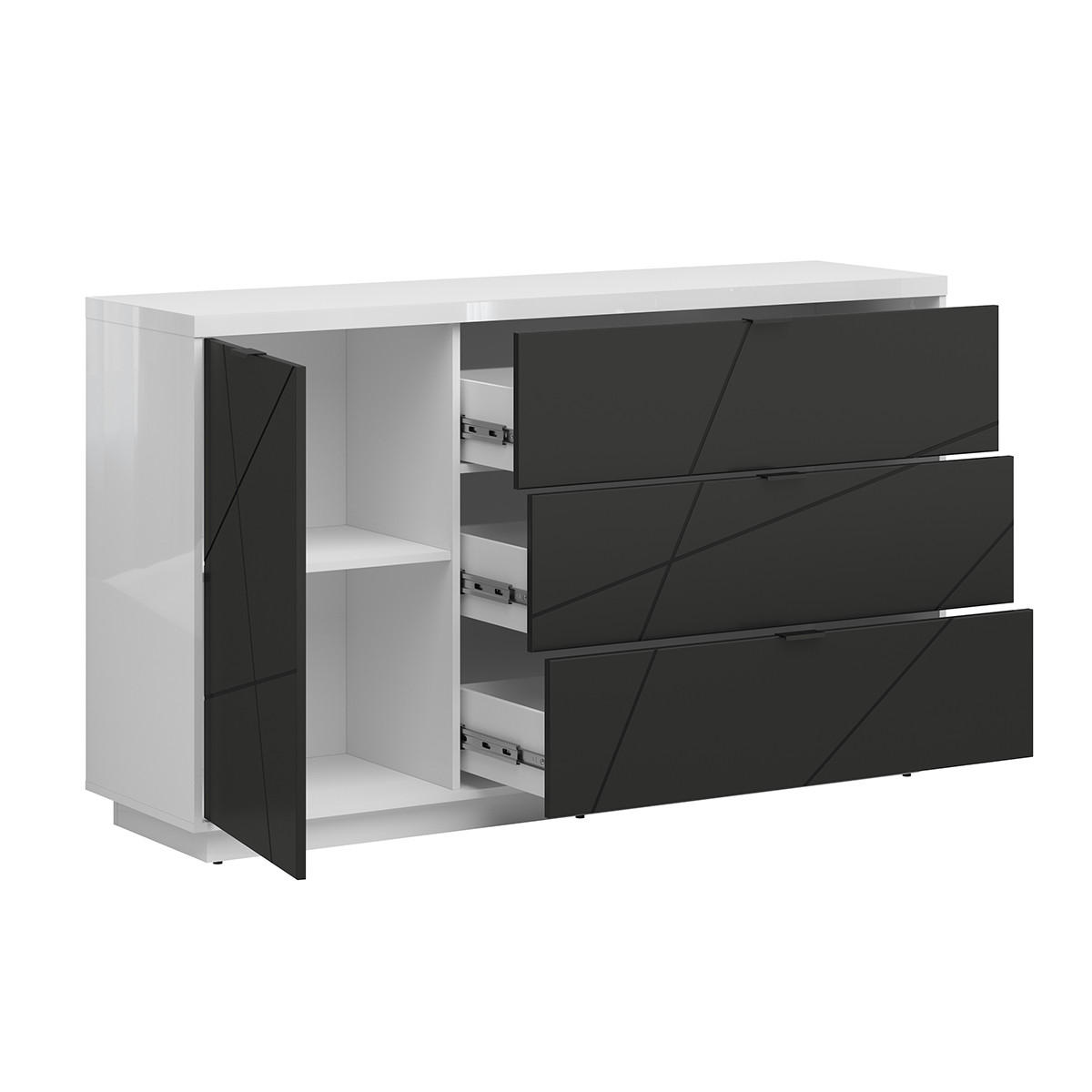 SIDEBOARD Sven Schwarz und weiß - Schwarz/Weiß, Holzwerkstoff (156/93/43cm) - Petits-meubles