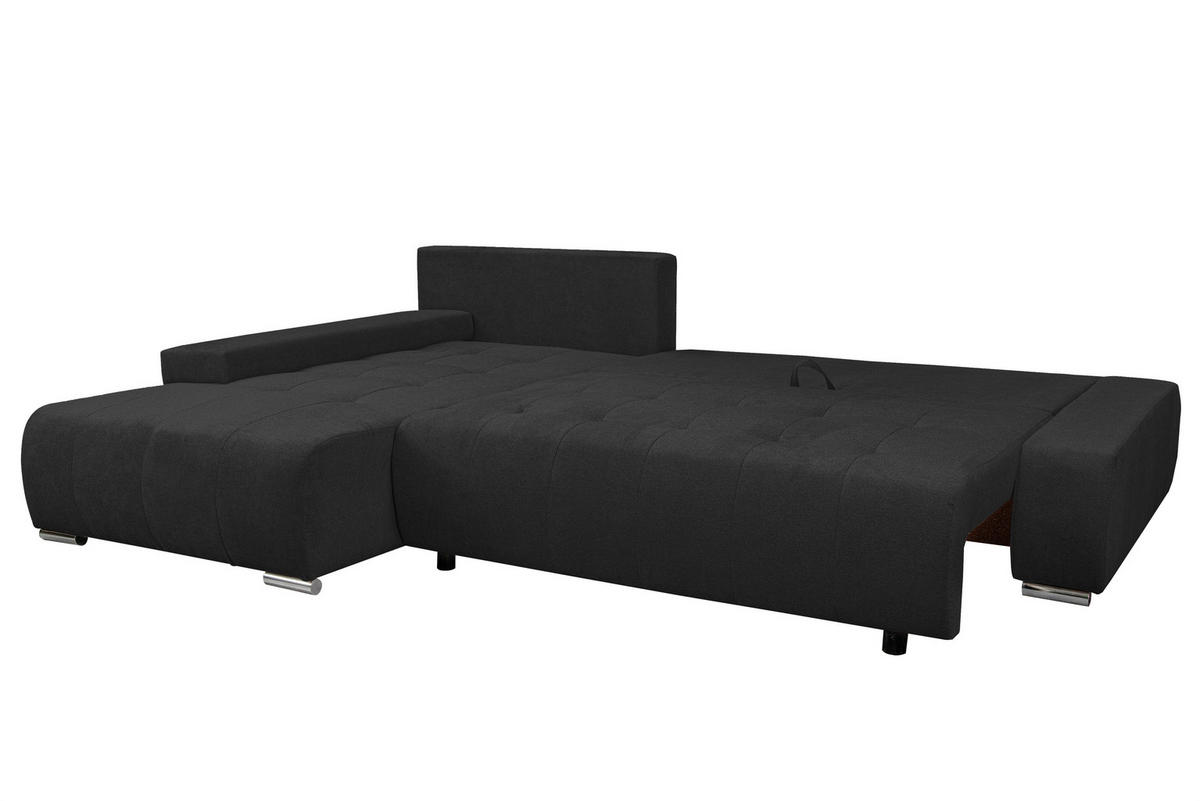 ECKSOFA Bloom mit Bettkasten und Schlaffunktion L-Form - Dunkelgrau, Textil (267/185cm)