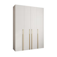 DREHTÜRENSCHRANK 245,5/180/40 4-türig - Goldfarben/Weiß, Holz/Metall (180/245.5/40cm) - Abiks Möbel