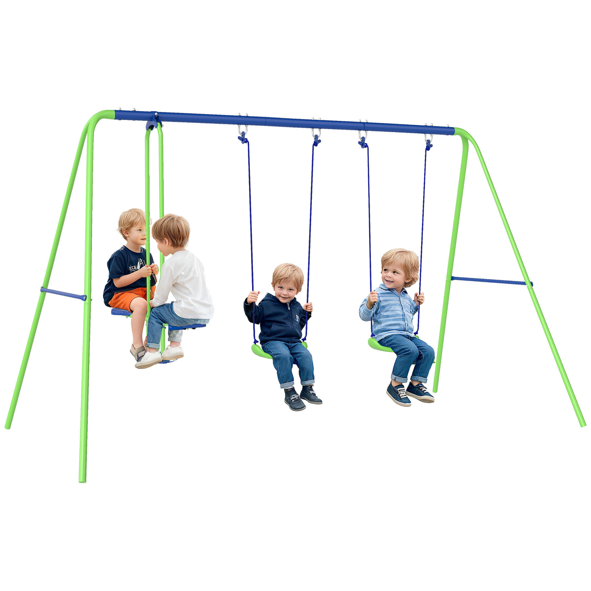 SCHAUKEL DE-17986 3-in-1 mit 2 Schaukeln Grün - Grün, Metall (140/280cm) - ComfortXL