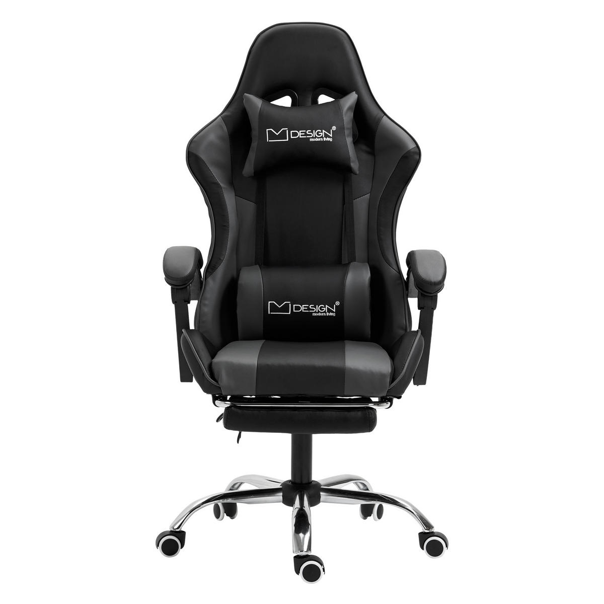 GAMING-STUHL schwarz grau - Schwarz, Metall (62/128/62cm) - ML-DESIGN