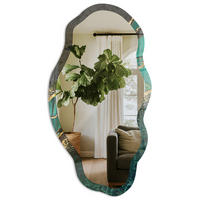 SPIEGEL 90x45 cm asymmetrisch mit Druck - Grüne Streifen - Transparent, Glas (45/90/0.4cm) - TULUP