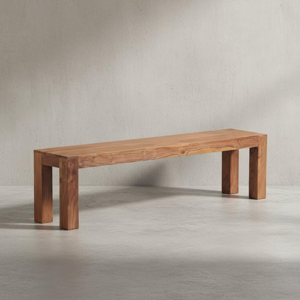 SITZBANK Massivholz Landhausstil handgefertigt, Beige 180x35x45 cm - Beige, Holz (180/45/35cm) - KADIMA DESIGN