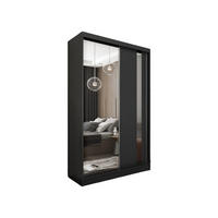 SCHWEBETÜRENSCHRANK Gabo 150 cm mit Spiegel, 2-türig, schwarz - Schwarz, Kunststoff (150/216/61cm) - Margaret Hadas24