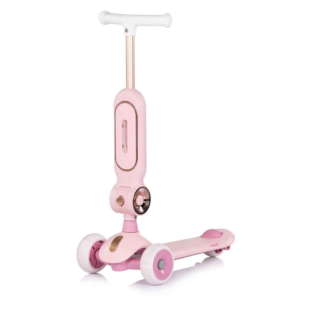 KINDERROLLER Bloomi 2 in 1 rosa Laufrad-Funktion, Sitz, PU-Leuchträder, Bremse, Lenker verstellbar - Rosa, Metall (46/28/77cm) - Chipolino