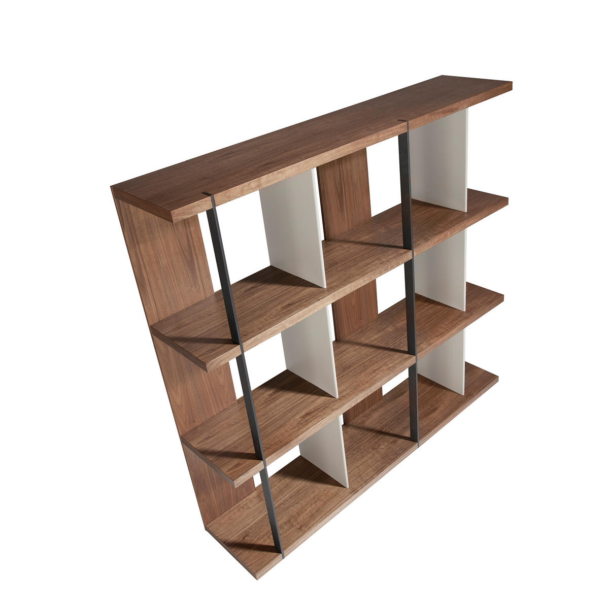 REGAL Regal aus Nussbaum und grauem Holz 180/40/170 cm - Walnussfarben/Schwarz, Holz (180/170/40cm) - ANGEL CERDA
