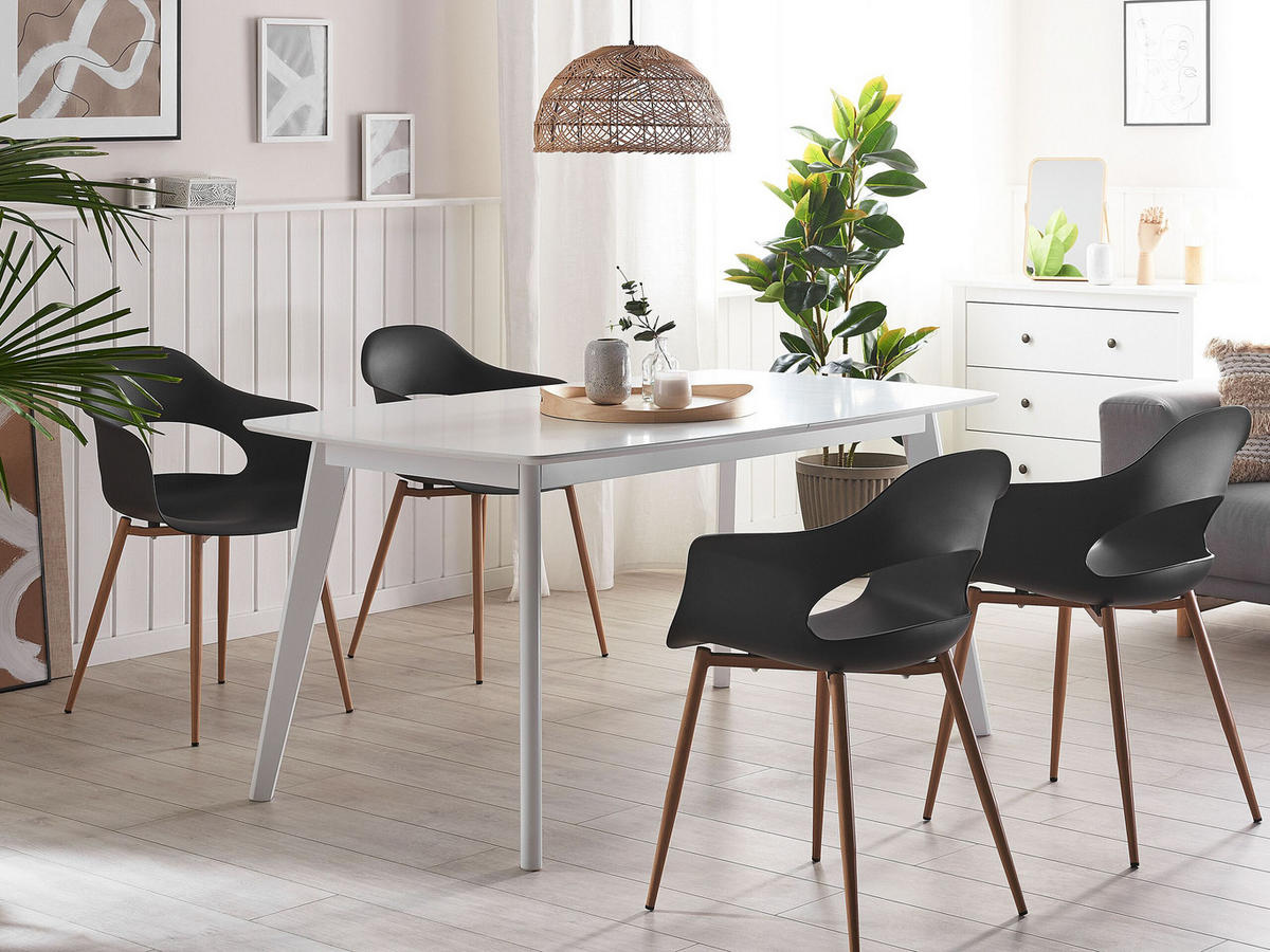 ESSZIMMERSTUHL 2er-Set Kunststoff Schwarz Utica - Schwarz, Kunststoff/Metall (54/81/47cm) - Beliani