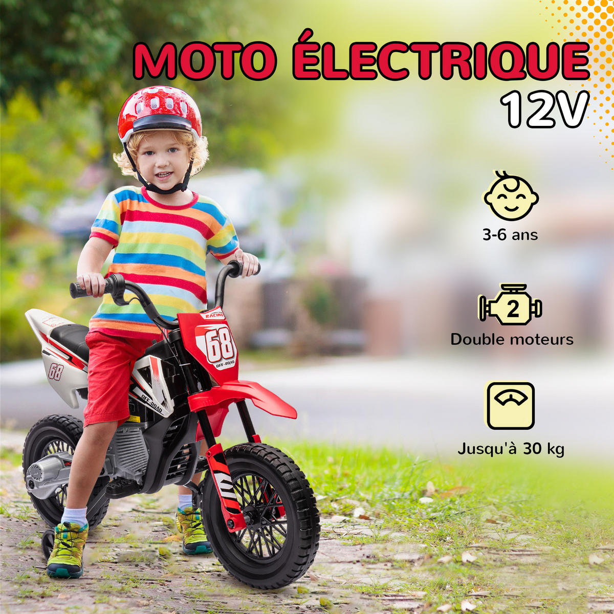 ELEKTRO-MOTORRAD DE-13116 2 Motoren Rot - Rot, Kunststoff (107/56/70cm) - ComfortXL