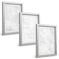 BILDER SET 3er Set - 20x30 cm Silberner Rahmen - Minimalistischer Hintergrund mit weißen Punkten - Silberfarben, Kunststoff (20/30cm) - TULUP