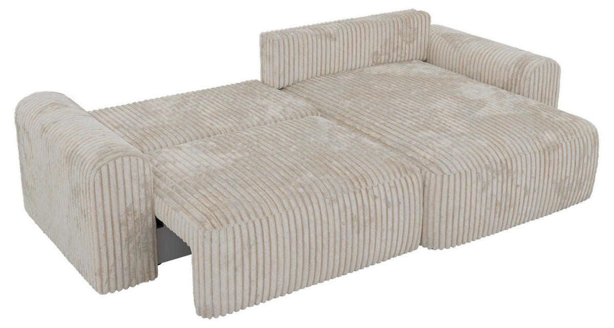 ECKSOFA NEKSON L - Beige Cord - Beige/Schwarz, Kunststoff/Textil (274/152cm) - MKS
