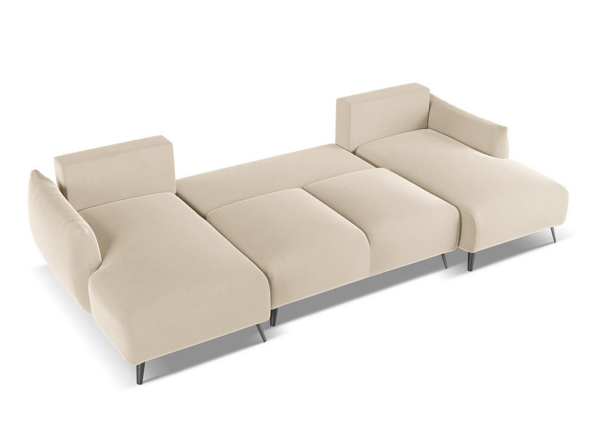 WOHNLANDSCHAFT Samt Stoff Beige - Beige/Creme, Textil/Metall (317/86/162cm) - Makamii