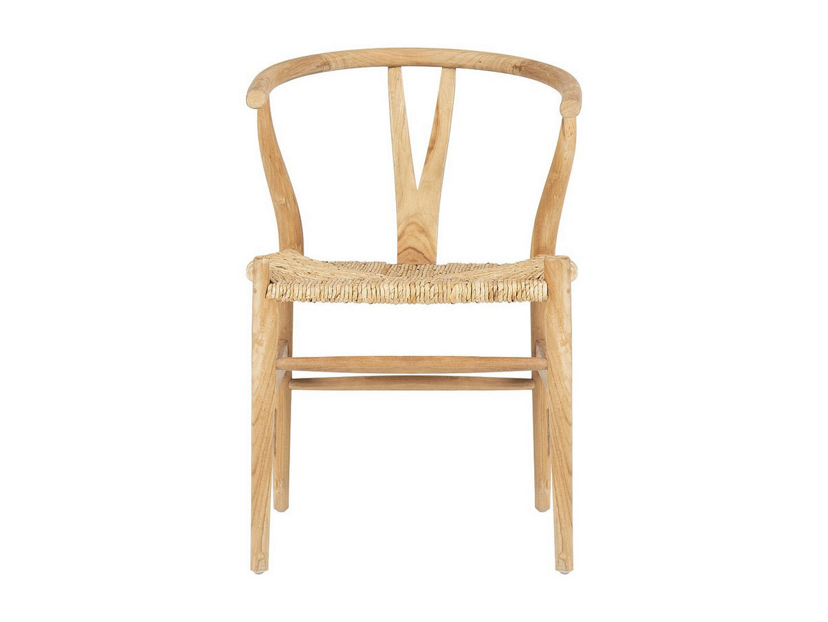 STUHL - Teakholz & Strohgeflecht - Naturfarben - POGIANA - Naturfarben, Holz (53/77/63cm) - Vente-Unique