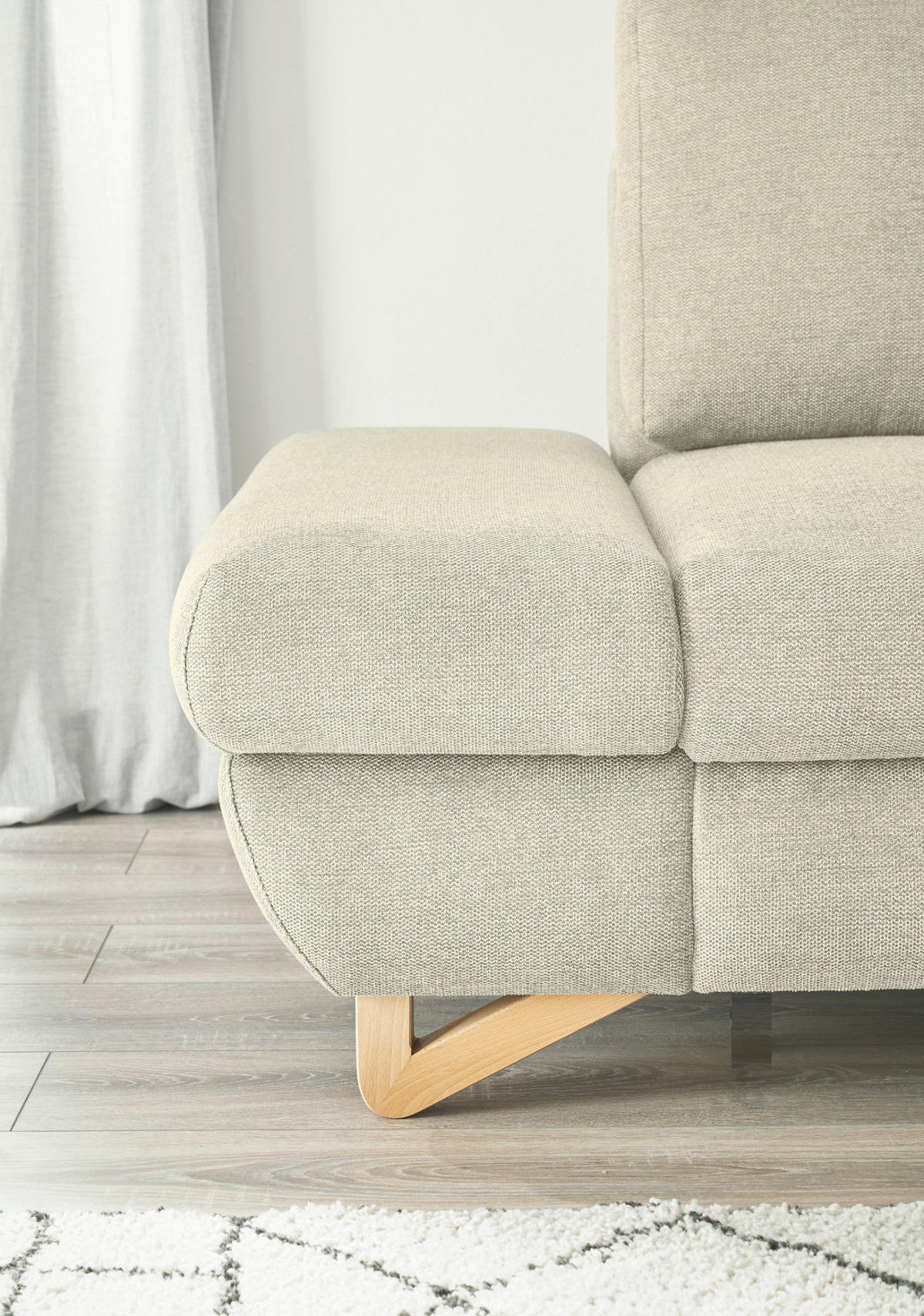 ECKSOFA beige Struktur-Stoff, Wohnzimmer Sofa - Beige, Holz/Textil (284/166cm) - Furn.Design