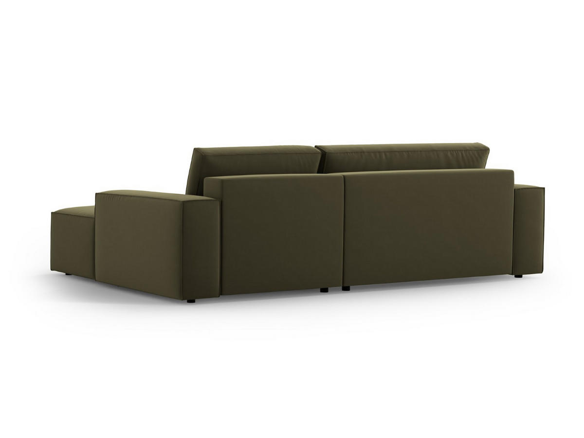 ECKSOFA ausklappbar rechts mit Container Jodie aus Samt grün 3 Sitzplätze - Grün, Textil (151/246cm) - Micadoni