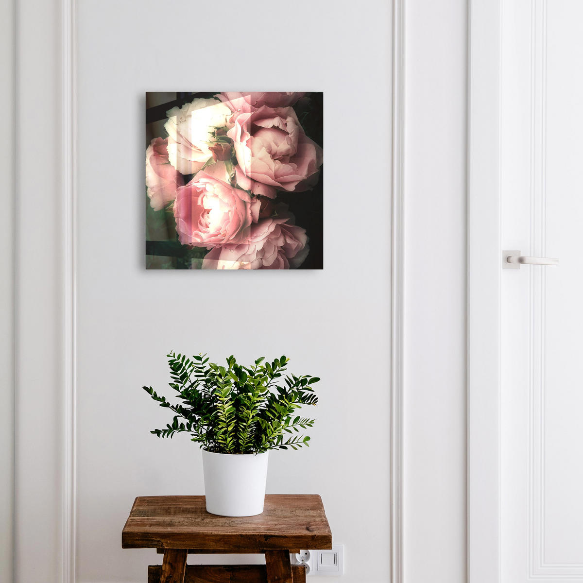 SCHLÜSSELBOX Weiß 30x30 cm – Türöffnung nach rechts - Blumenzauber - Pink, Metall (30/30/5cm) - TULUP
