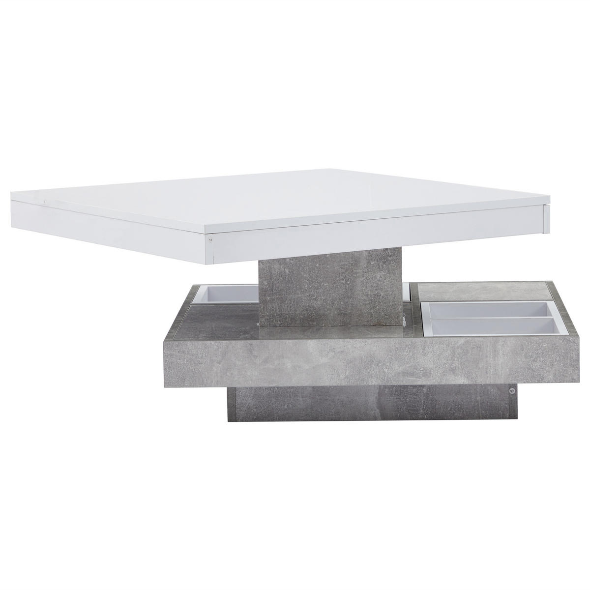 COUCHTISCH aus Spanplatte 70x70x36 cm in Weiß mit 360°-Drehfunktion - Weiß, Holzwerkstoff (70/70/36cm) - Modfu