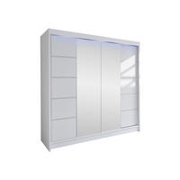 SCHWEBETÜRENSCHRANK Talin V, mit RGB LED Beleuchtung - Silberfarben/Weiß, Holzwerkstoff/Metall (180/215/58cm) - MIRJAN24