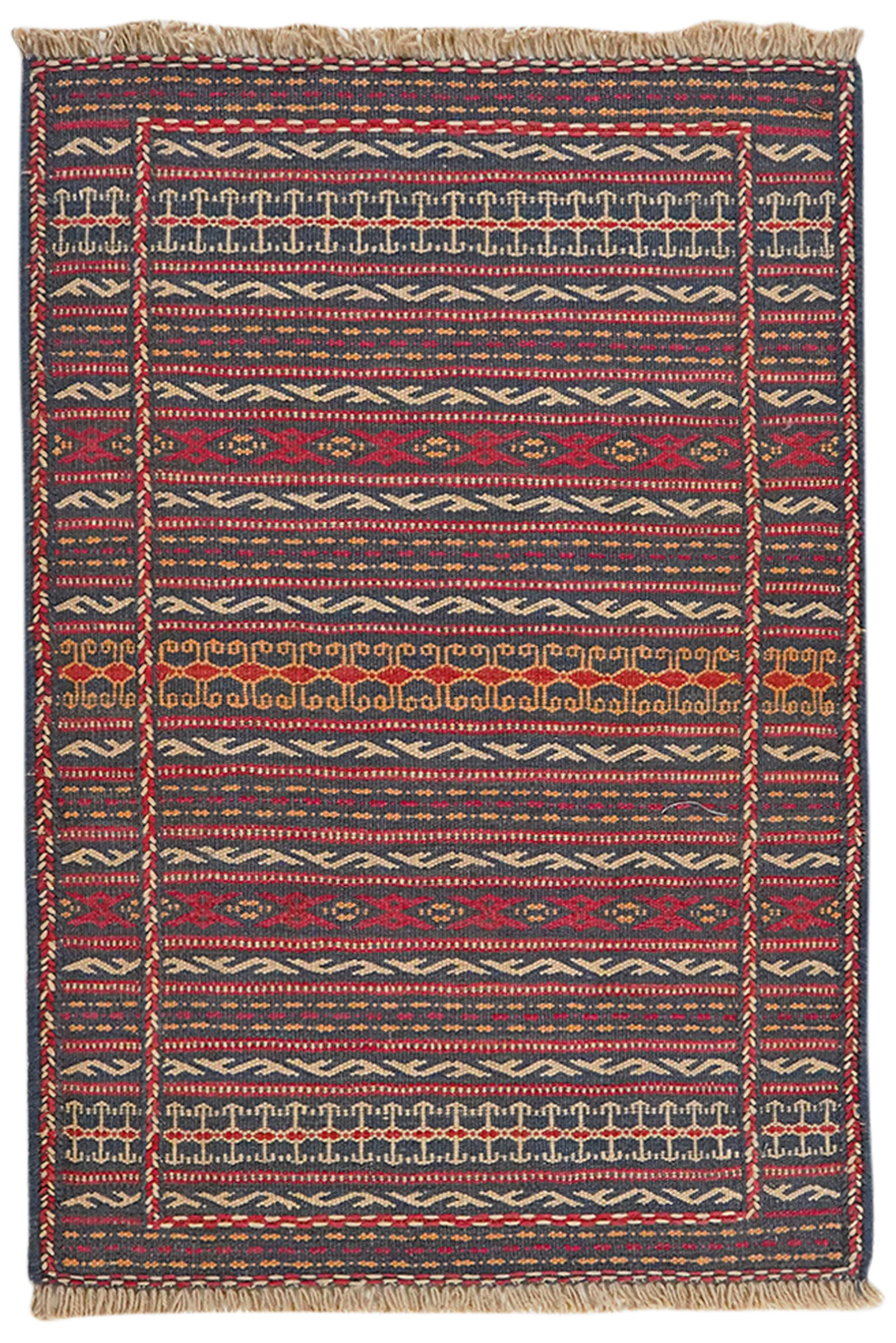 HANDWEBTEPPICH Kelim Kordi Mehrfarbig 91/62 cm Schurwolle - Multicolor, Textil (62/91cm) - Looma