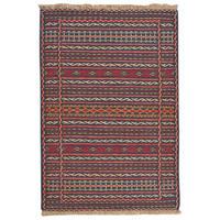HANDWEBTEPPICH Kelim Kordi Mehrfarbig 91/62 cm Schurwolle - Multicolor, Textil (62/91cm) - Looma