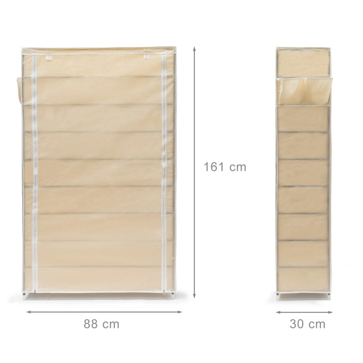 SCHUHSCHRANK - Beige, Kunststoff/Textil (88/161/30cm) - Relaxdays