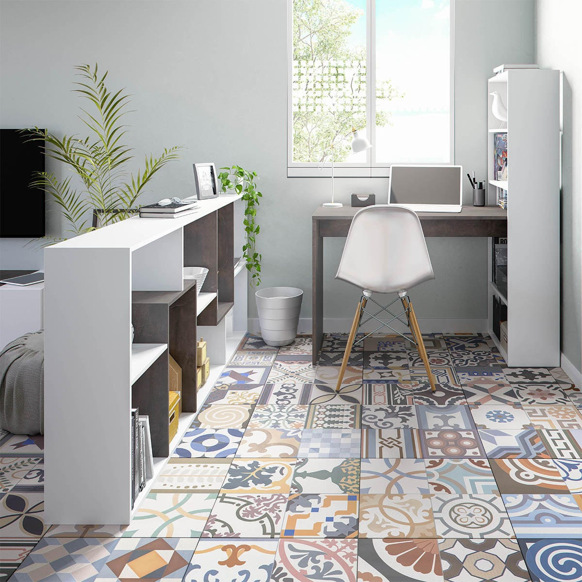 BÜCHERREGAL mit 8 Ablagefächern H180 cm - Kawa - Weiß, Holzwerkstoff (25/180/80cm) - Calicosy