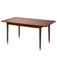 ESSTISCH - Akazie massiv / Metall - Akazie / Gold - Braun, Holz/Metall (90/160/76cm) - home24