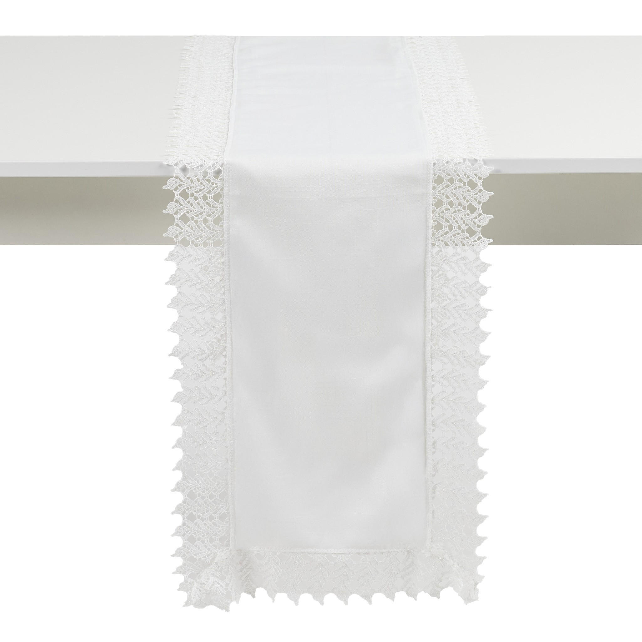TISCHLÄUFER Bernadette - Weiß, Textil (180/35/1cm) - home&you