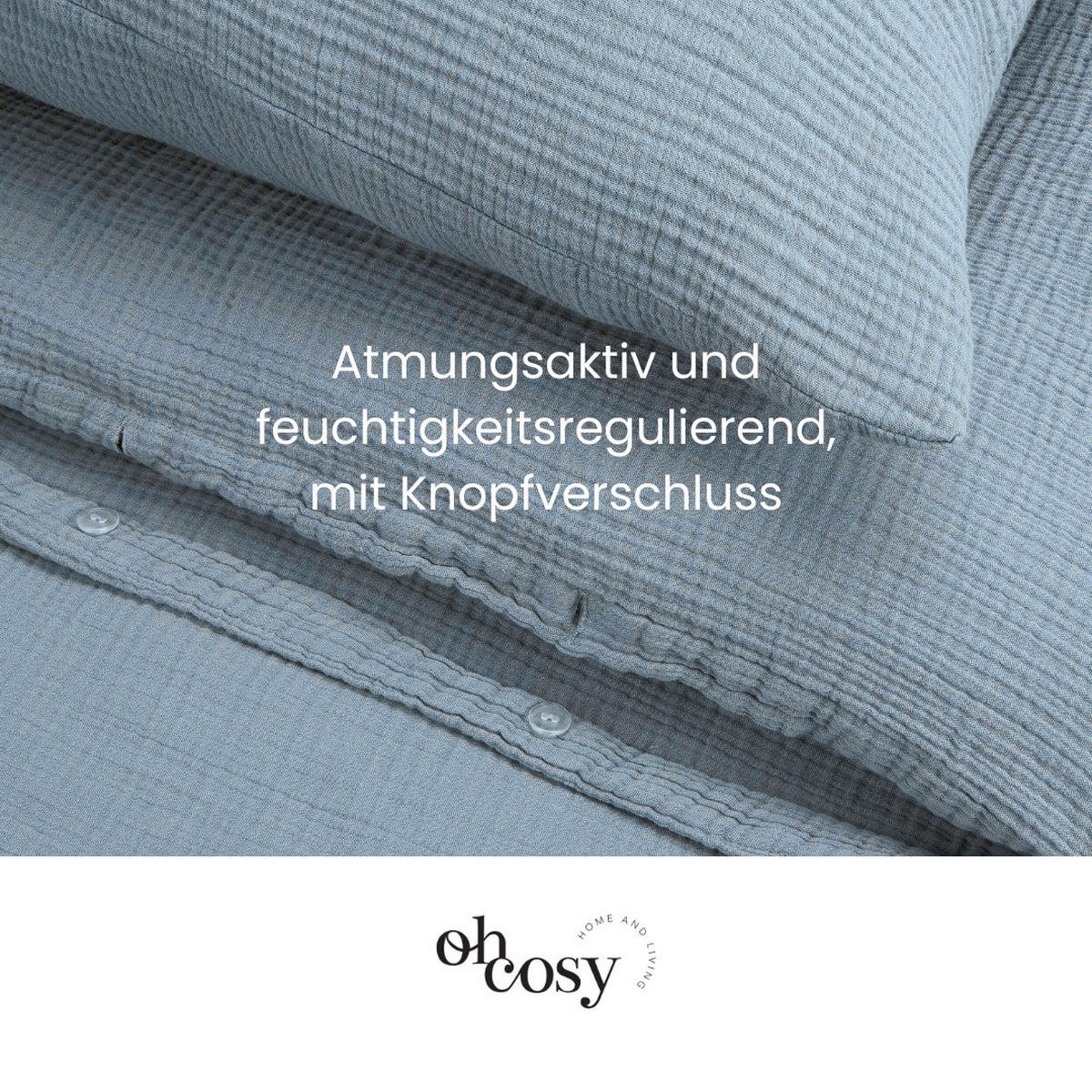 BETTWÄSCHESET Sally - Musselin - 2-teilig -135x200cm - Helblau - Hellblau, Textil (135/200cm)