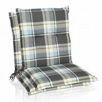 NIEDERLEHNERAUFLAGE Sunny BK 100x50x6cm Blau Kariert (2tlg) - Blau, Textil (50/6/100cm) - Beautissu 