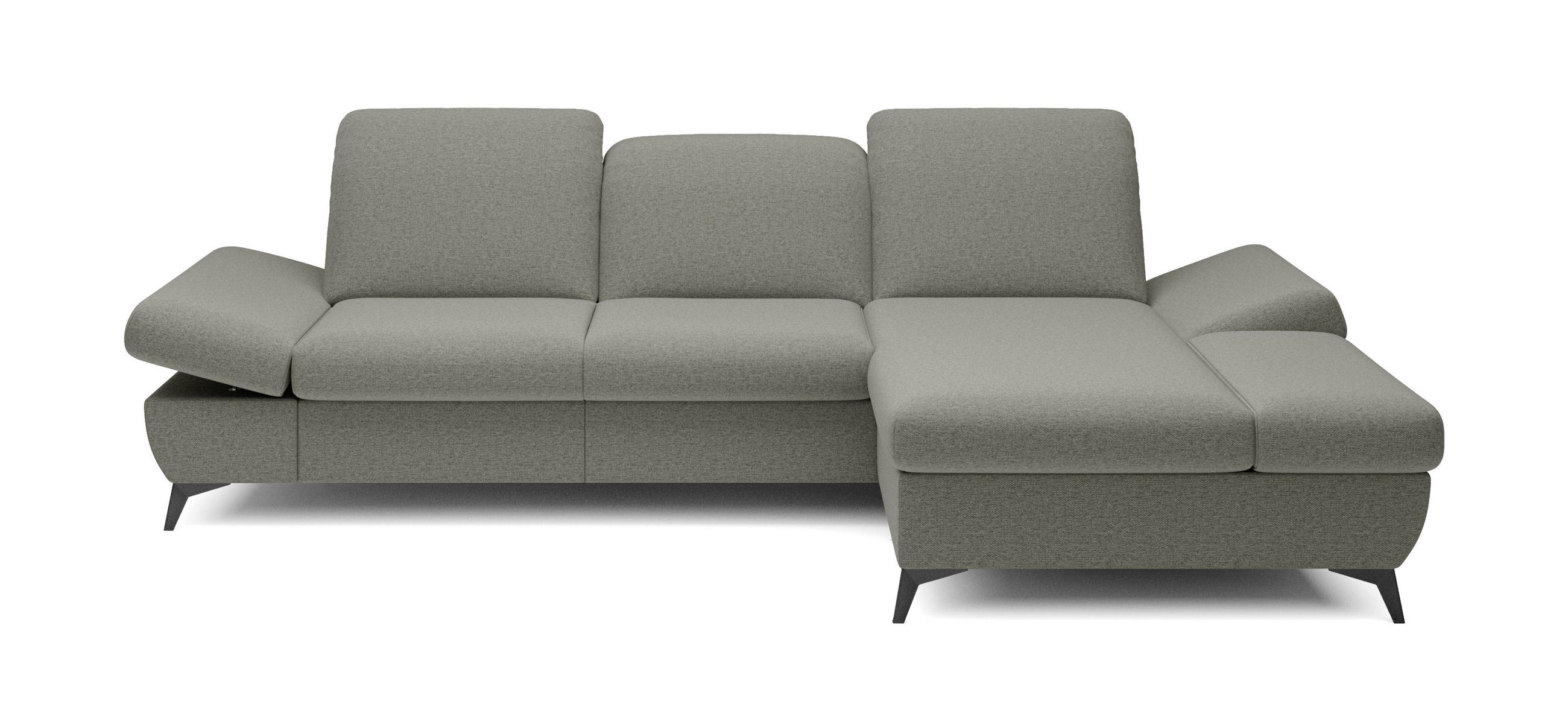 ECKSOFA FELICE R-S Grau Geflochtener Stoff mit Schlaffunktion - Grau, Holz (284/166cm) - MASSENO