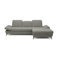 ECKSOFA FELICE R-S Grau Geflochtener Stoff mit Schlaffunktion - Grau, Holz (284/166cm) - MASSENO