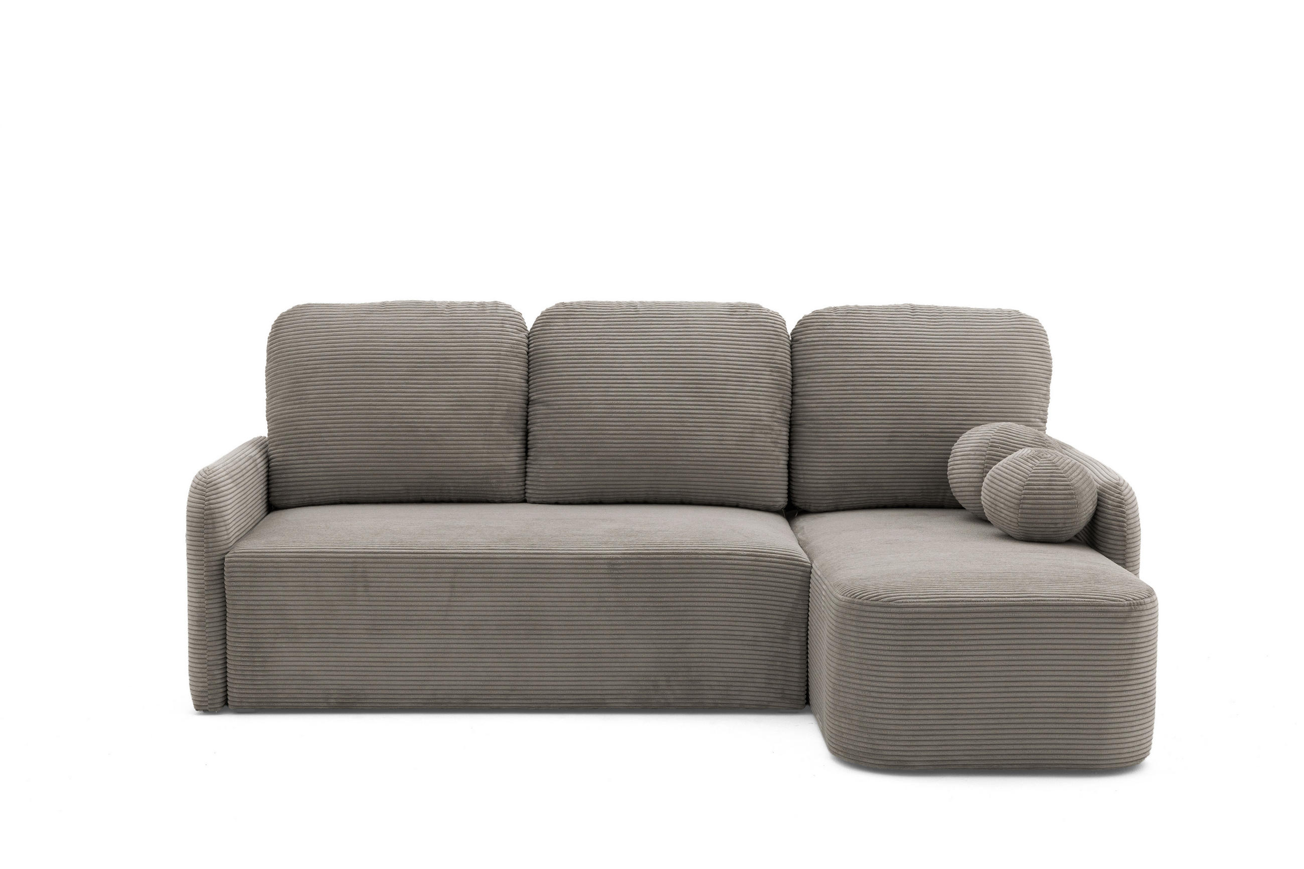 ECKSOFA CASPER L Rechts mit Schlaffunktion 132x198 Cord Hellbraun - Hellbraun/Schwarz, Holz/Kunststoff (145/217cm) - Muffo