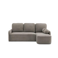 ECKSOFA CASPER L Rechts mit Schlaffunktion 132x198 Cord Hellbraun - Hellbraun/Schwarz, Holz/Kunststoff (145/217cm) - Muffo