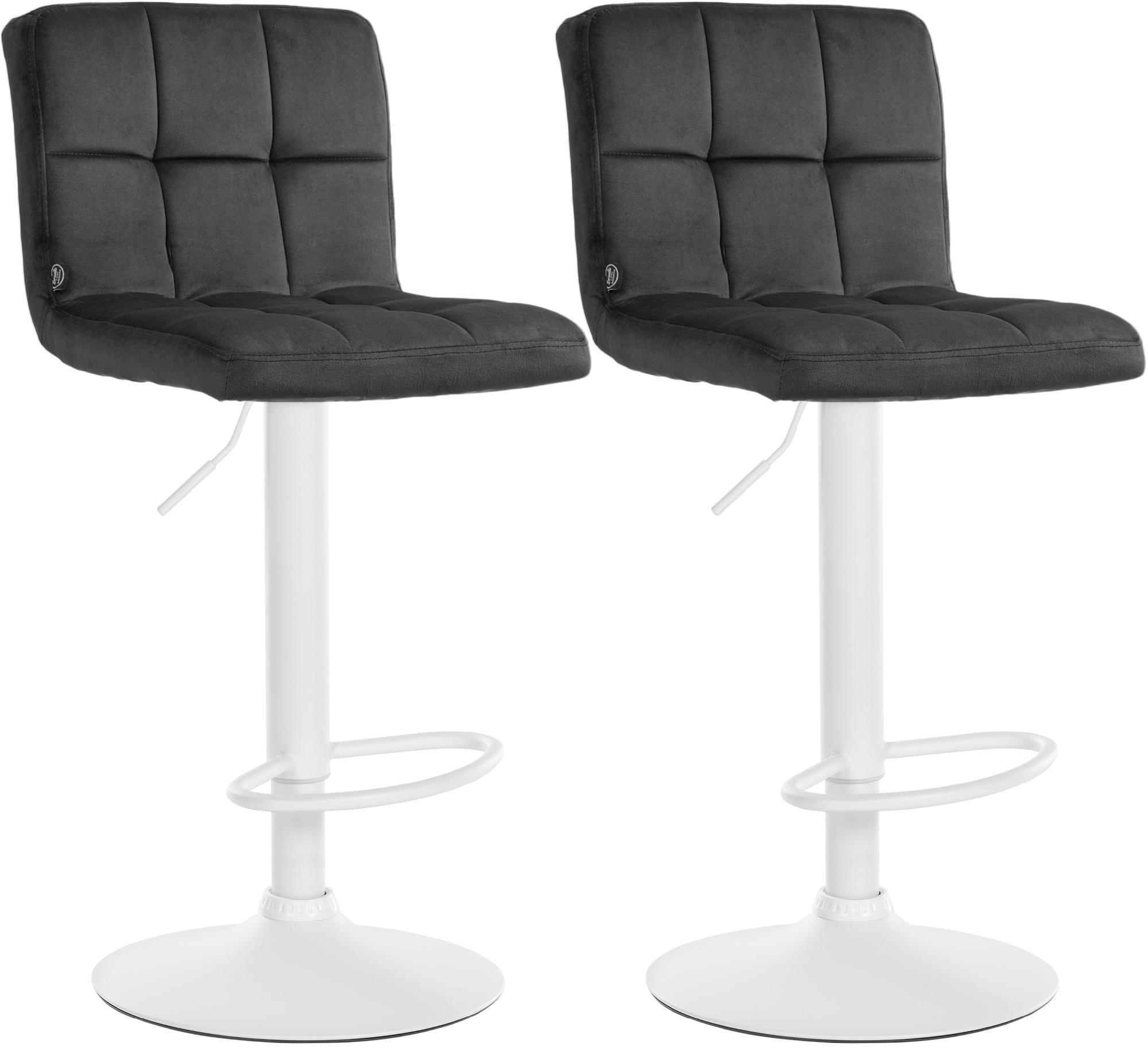 BARHOCKER 2er Set Samt dunkelgrau - Dunkelgrau/Weiß, Textil/Metall (46/94/47cm) - CLP
