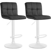 BARHOCKER 2 Samt Dunkelgrau - Dunkelgrau/Weiß, Textil/Metall (46/94/47cm) - CLP