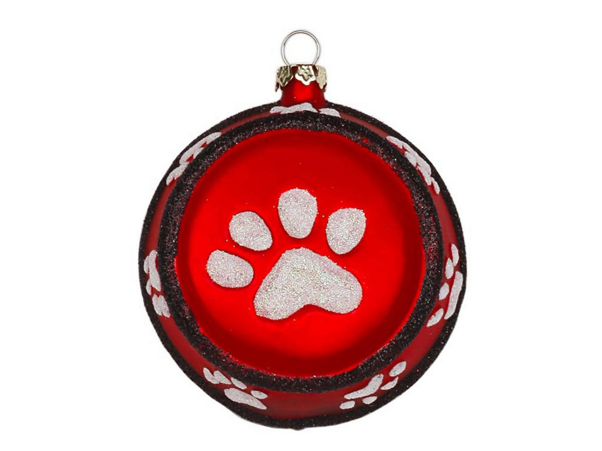 WEIHNACHTSBAUM geschmückt künstlich Ornamenten HUND TREE 60 cm mit LED-Beleuchtung in pot - Rot/Weiß, Kunststoff (40/60cm) - LAALU