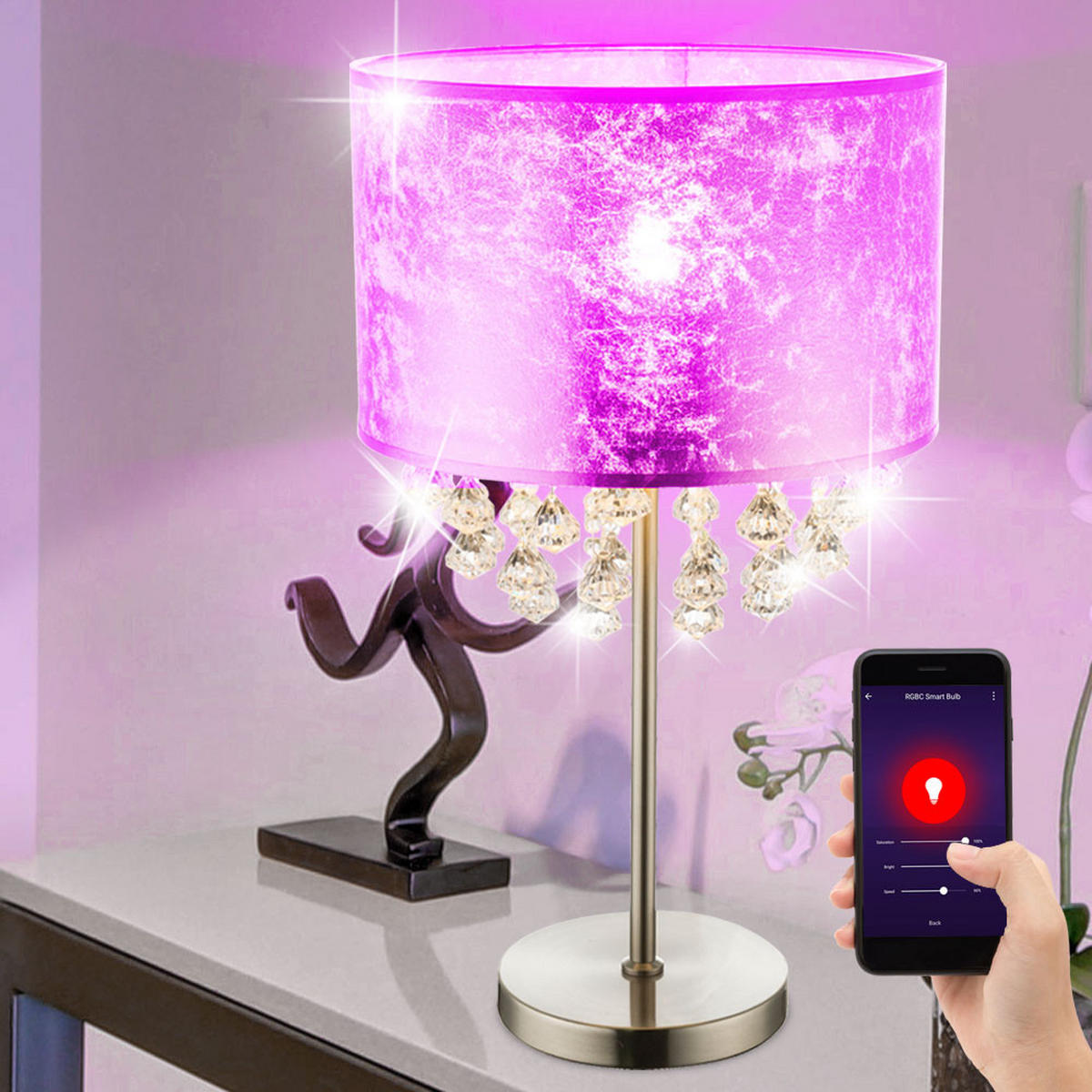 LED TISCHLEUCHTE Kristall Gold Metall - Goldfarben, Metall (32/32/56cm) - Globo Lighting