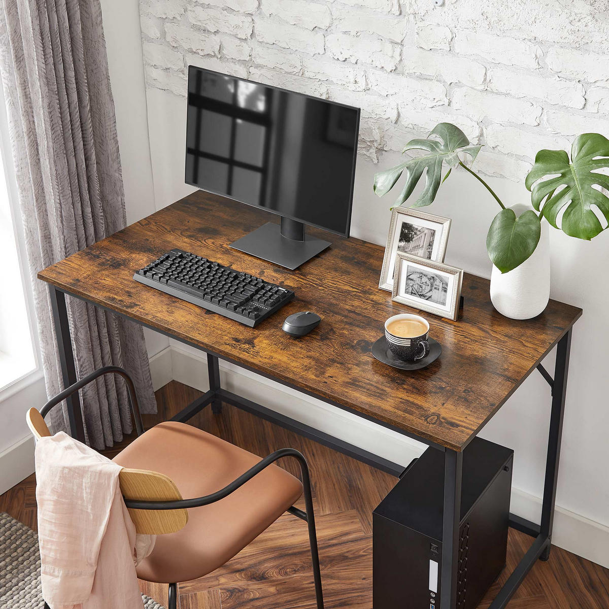 SCHREIBTISCH COMPUTERTISCH SCHMAL - Braun, Holzwerkstoff (120/60/75cm) - Hansiro