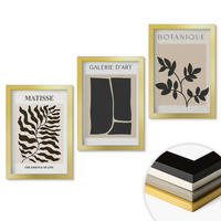 WANDBILDER 3er Set - 20x30 cm Goldrahmen - Minimalistische Pflanzenposter - Goldfarben, Kunststoff (20/30cm) - ArtPrintCave