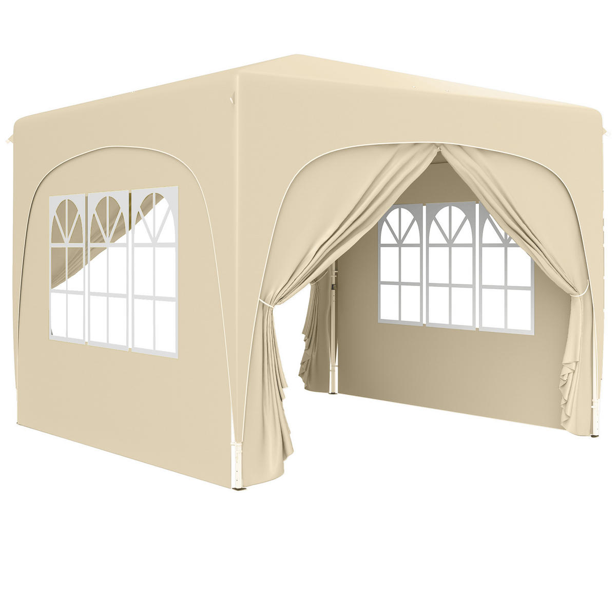 PAVILLON 3x3 m mit 4 Seitenteilen sandfarben - Beige, Metall (300/273/300cm) - ComfortXL