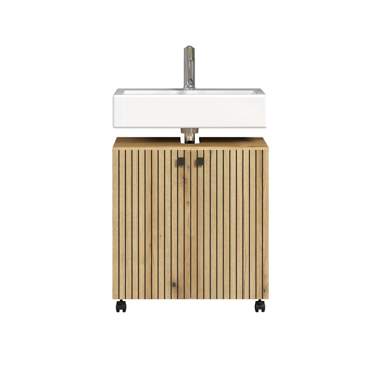 UNTERSCHRANK mit rollen, 2 türen - purebliss 60/42/64 cm - Eichefarben, Holzwerkstoff (60/64/42cm) - Trendteam