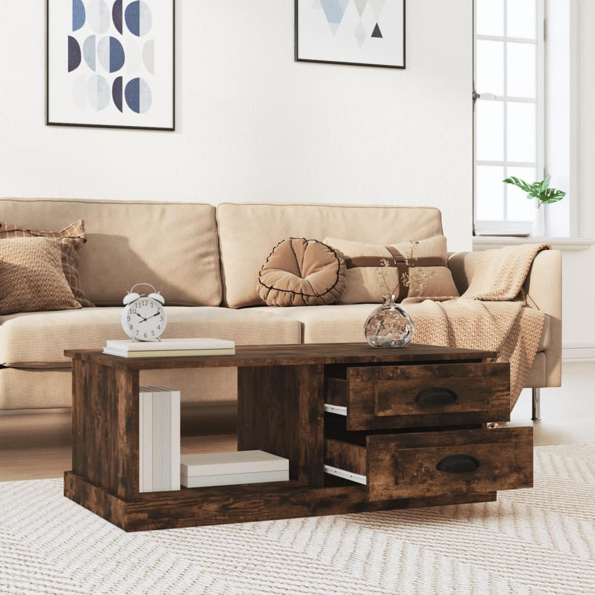 COUCHTISCH Räuchereiche 90x50x35 cm Holzwerkstoff - Braun, Holzwerkstoff (90/50/35cm) - furnicato