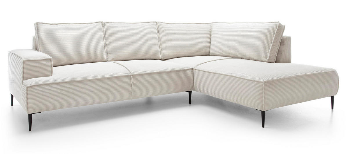 SCHLAFSOFA 275 cm L-Form Harmonia mit Beinen, Rechts, Ecru - Ecru, Holz (195/275cm) - Emporius