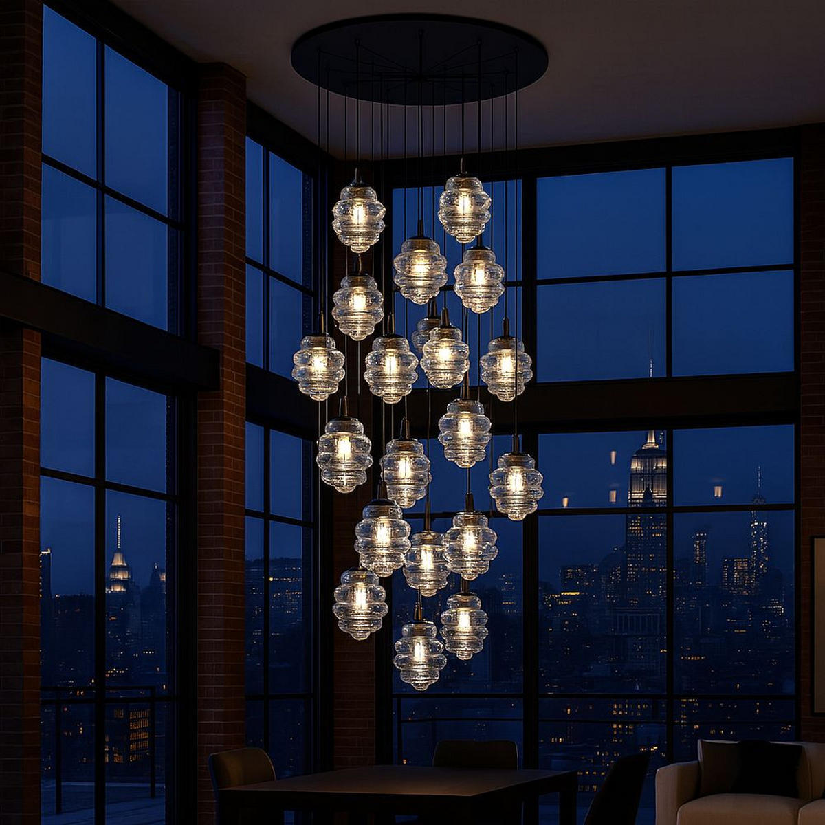 GALERIELEUCHTE Echos 20-flammig Braun Ø 25cm - Braun/Weiß, Glas (25/25/28cm) - s.luce