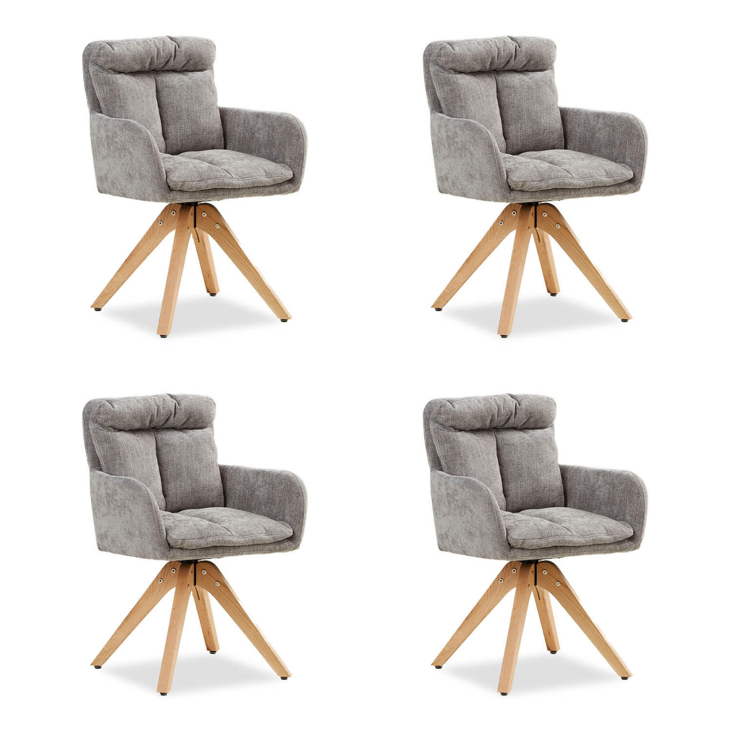 ARMLEHNENSTUHL 4 Stück in Stahl Leinen Grau drehbar - Naturfarben/Grau, Holz/Textil (59/84/60cm) - Homestyle4u