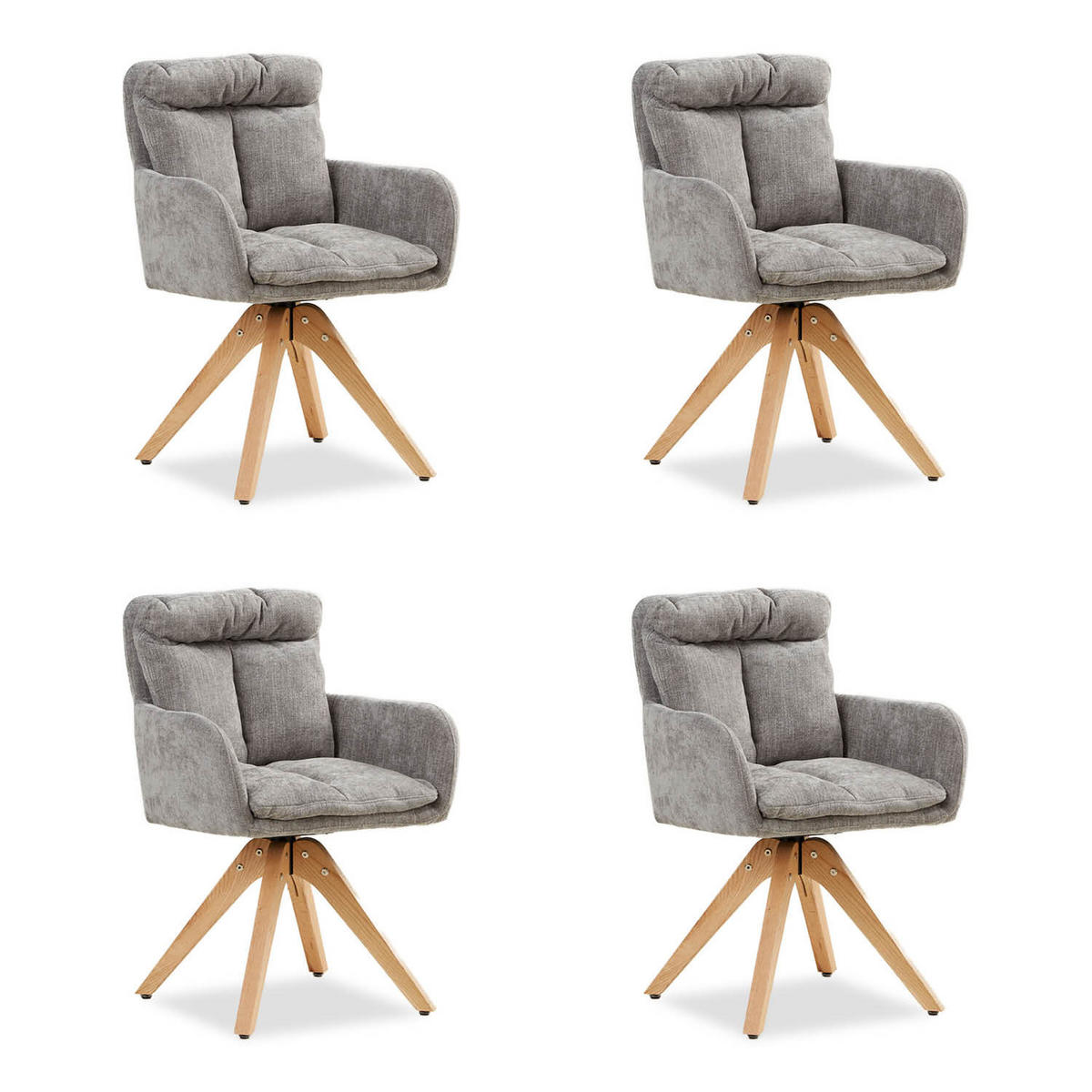 ARMLEHNENSTUHL 4 Stück in Stahl Leinen Grau drehbar - Naturfarben/Grau, Holz/Textil (59/84/60cm) - Homestyle4u