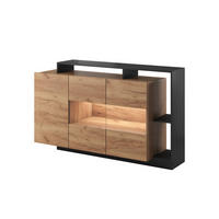 SIDEBOARD Panzo Craft Eiche / Anthrazit - 155 cm - Grifflos - Eichefarben/Anthrazit, Holzwerkstoff (155/93/44cm) - Ravio